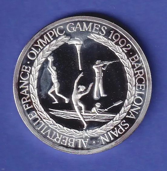 Turks and Caicos Islands Silbermünze 20 Crowns Olympische Spiele von 1992 PP