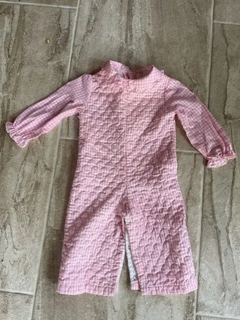 Vintage 1980's Tiny Tots Girls Pink and White Striped Quilted Outfit 18 months