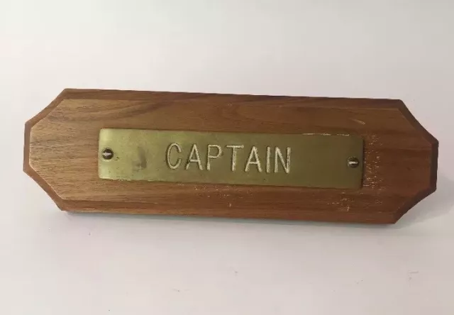 Captain Ships’ Plates- Brass Signs  Lowell Sigmund 1976 W/ Wood Plaque 2