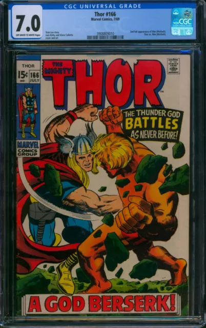 Thor #166 🌟 CGC 7.0 🌟 2nd Full App of HIM - Warlock! Marvel Mighty Comic 1969