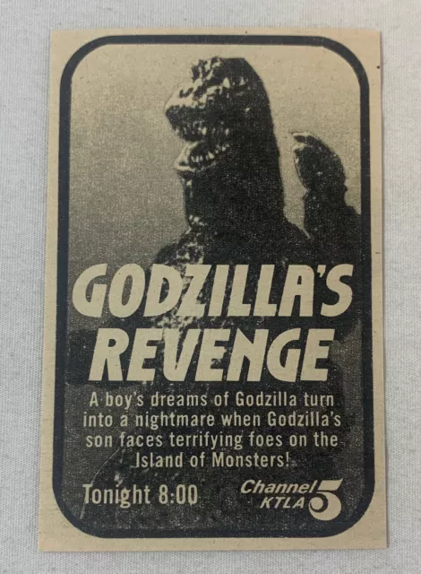 1976 small KTLA tv ad ~ horror movie GODZILLA'S REVENGE