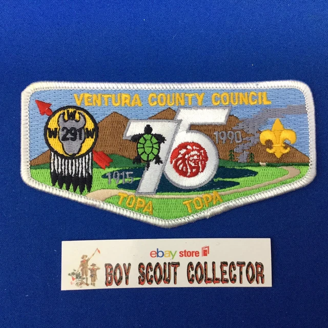 Boy Scout OA Topa Topa Lodge 291 1990 75th Order Of The Arrow Flap Patch White
