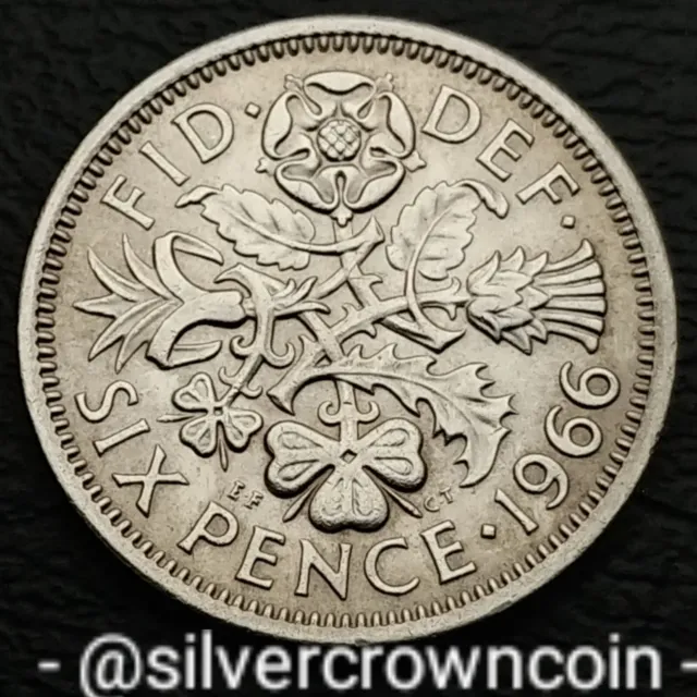 UK, Great Britain 6 Pence 1966. KM#903. Sixpence Lucky Wedding coin.