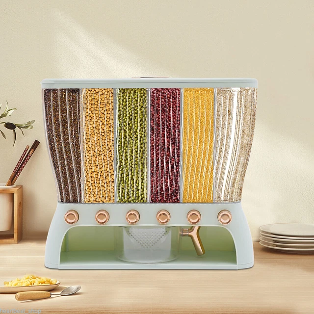 6GRID 10KG CEREAL Storage Dispenser Kitchen Pantry Rice Grain Dry Food