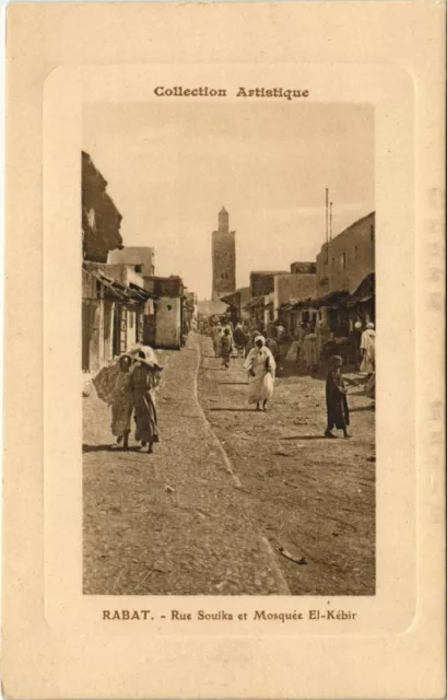CPA AK MAROC RABAT Rue Souika et Mosquée El-Kebir (31472)