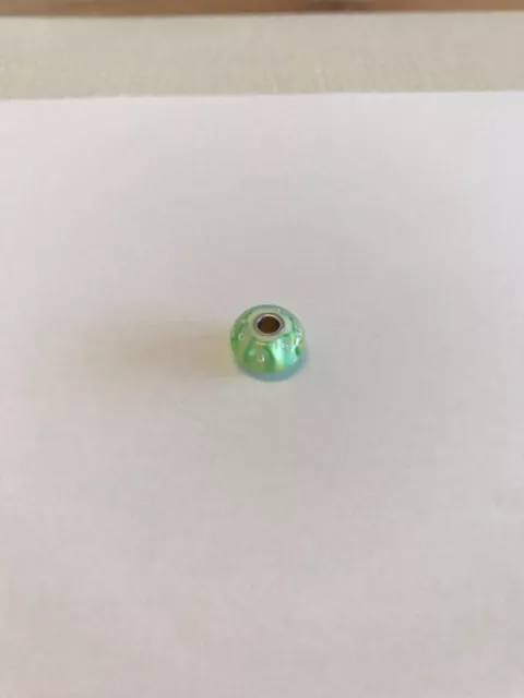ORIGINAL TROLLBEADS BEAD Grün gestreifte Blasen - Murano Glas mit Silberkern 3
