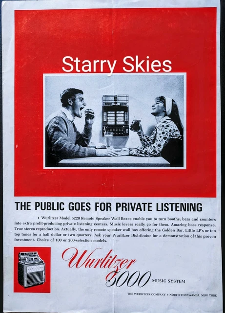 Wurlitzer 5220 Remote Speaker Wallbox 1966 Vintage Print Ad