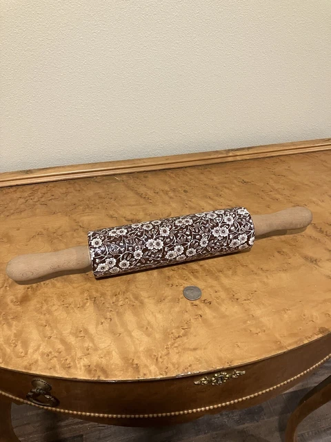 Burleigh Calico Chintz Staffordshire Brown Ceramic Rolling Pin