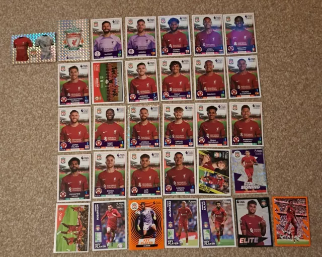PANINI PREMIER LEAGUE 2023 Liverpool Fc Complete Set x32 Stickers Elite