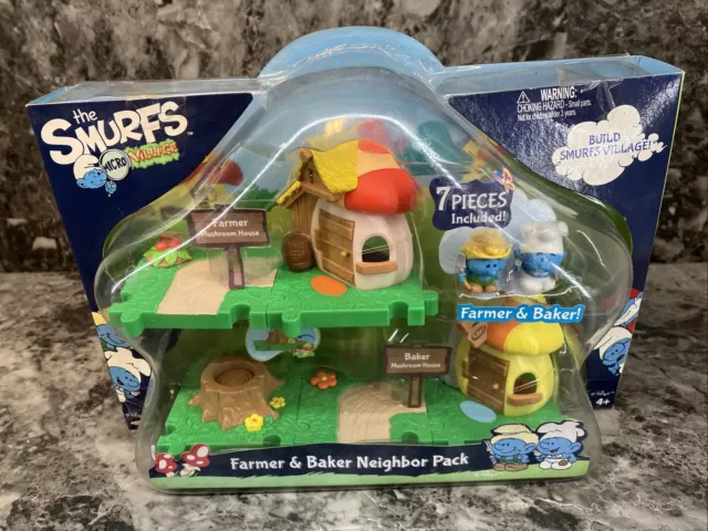 Smurfs Micro Village Papa Smurf & Smurfette DELUXE *2 IN 1 * NEIGHBOR PACK  Jakks