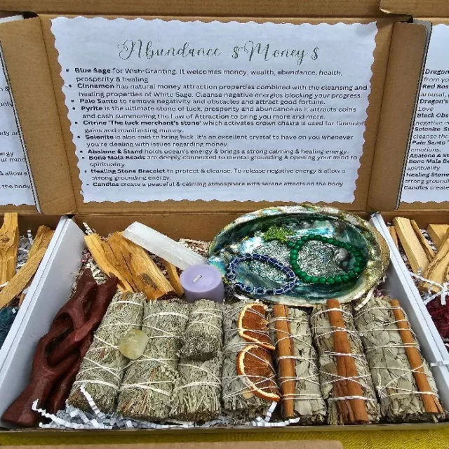 Ultra Healing Smudge Kit Gift Set 19 Pieces for Abundance and Money