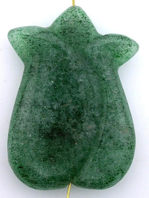 ONE 1 3/5x1 1/10 Inch Green Aventurine Flower Floral Pendant Focal Bead Gemstone