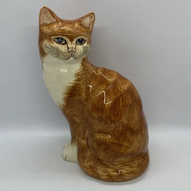 VINTAGE POTTERY Large Ginger Cat Hand Painted LowndsPateman