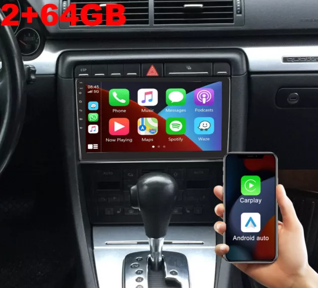 2+64GB Autoradio Android 13 CARPLAY GPS NAVI WIFI BT Für Audi A4 S4 RS4 8E B6 B7