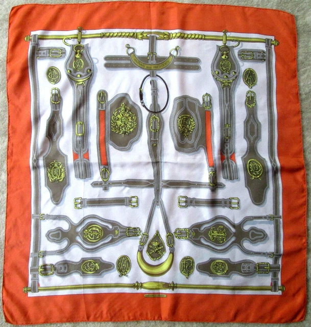 Foulard HERMÈS HARNAIS DES PRÉSIDENTS En Soie 100% - Vintage Bleu - Occasion