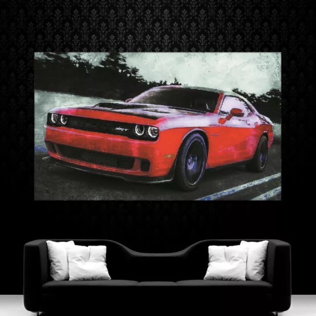 Leinwand Bild Er Xxl Pop Art Dodge Challenger Abstrakt Bunt Auto Wand Poster