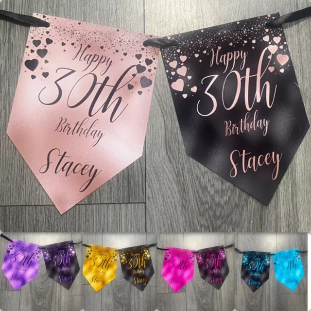 Personalised Birthday rose gold Birthday Bunting Banner 18th 21st 30th 40th