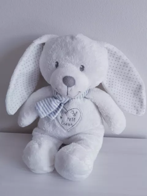 Pommette doudou lapin blanc écharpe mon petit coeur