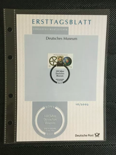 Ersttagsblatt 100 Jahre Deutsches Museum München 2332 16/2003 ETB