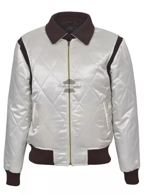 DRIVE Men's Leather Satin Jacket Beige SCORPION EMBRIODED FULL QUILTED 4011