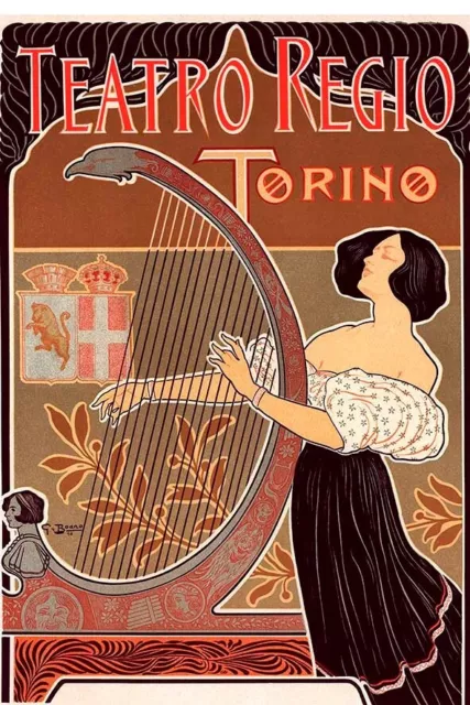 Poster Manifesto Locandina Teatro Regio Torino Italia Stampa Vintage 50x70 Cm.