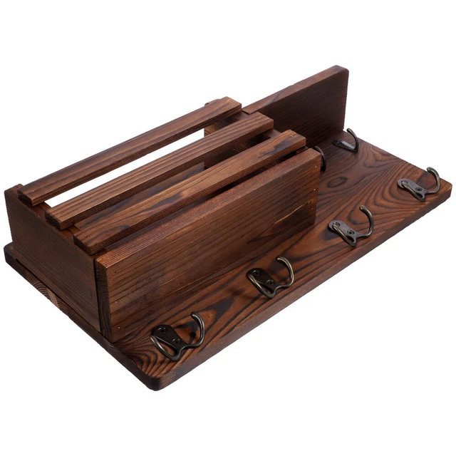 Key Holder Wood Porch Decorative Rack for Car Keys Wall Mounted Hanger