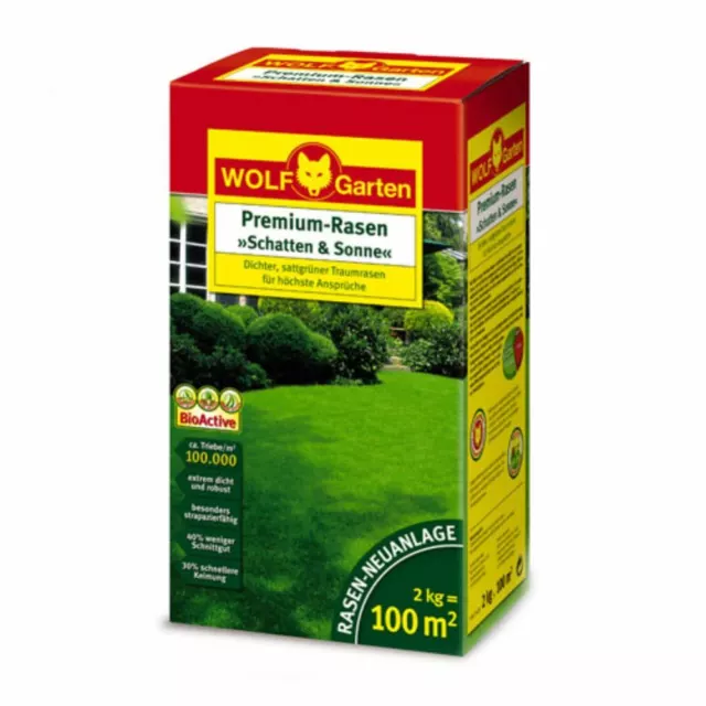 WOLF GARTEN Premium - Gazon Schatten& Soleil LP 100 2kg pour 100m ²