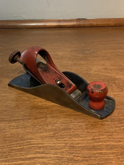 Vintage Record Wood Plane No. 0220 Made in England Low Angle Block Plane Red
