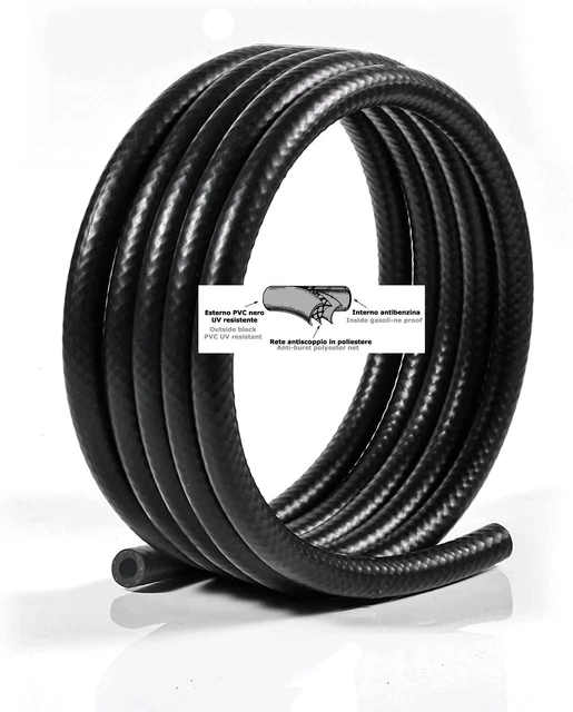 Tubo Per Benzina Gasolio Tubo Per Benzina E Gasolio - 1 Metro - NBR - Diametro Interno 14 Mm/Esterno 20 Mm - Con Fascette - Resistente A UV E Calore NBR DIN-73379-B - Foto 9