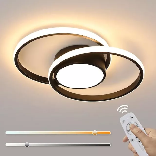 Moderna Plafoniera LED Dimmerabile 40W Lampadario Nera con Telecomando Soggiorno