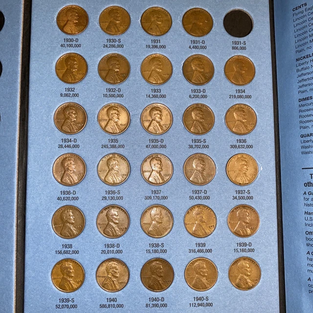 29 Coin Lincoln Wheat Cent 1930-1940 PDS Higher Quality Set Whitman Page 3 Panel