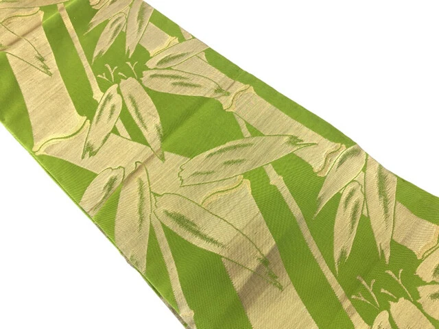 40668# Japanese Kimono / Vintage Nagoya Obi / Woven Bamboo Grass