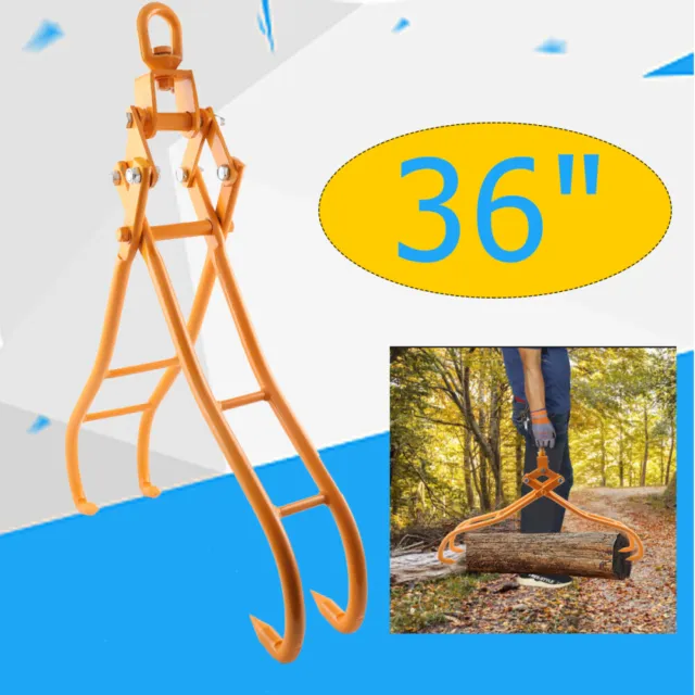 36"Timber Log Lifting Logging Tongs Grabber Tong 4 Claws Felled Timber Claw Hook