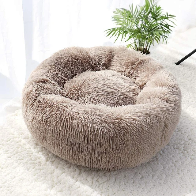 Donut Plush Pet Dog Cat Bed Fluffy Soft Warm Calming Bed Sleeping Kennel Nest 2
