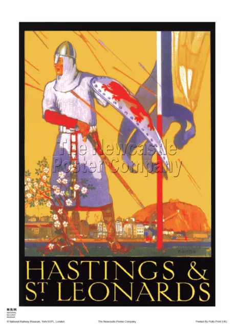 Hastings Sussex Retro Vintage Railway Travel Poster Advertising Holiday