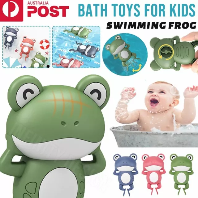 3PCS Shower Bath Toy Swimming Frog Automatic Clockwork Cute Children Kid Baby