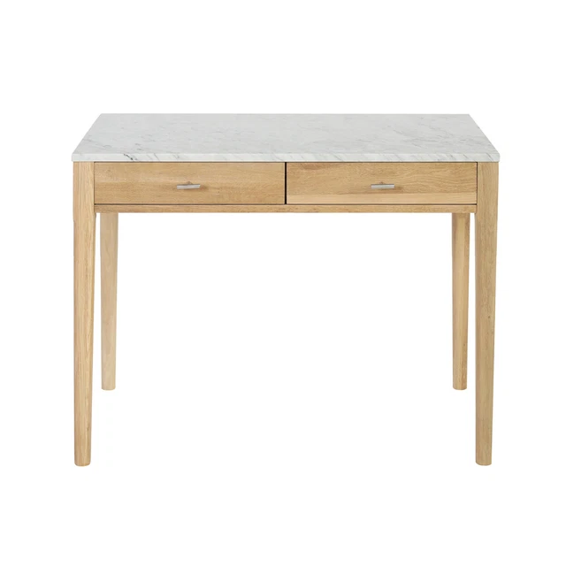 Offex Modern Decorative Meno Italian Carrara White Marble Console Table With Oak