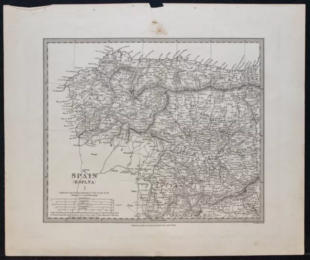 1831 - Espagne du nord ouest - Carte géographique ancienne - SDUK