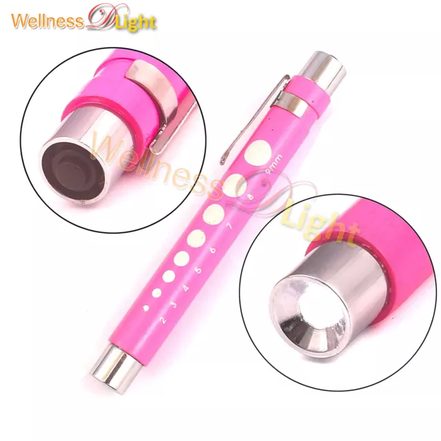 Pink Medical Pen light PenLight LED With Pupil gauge New EMT, EMS Penlight