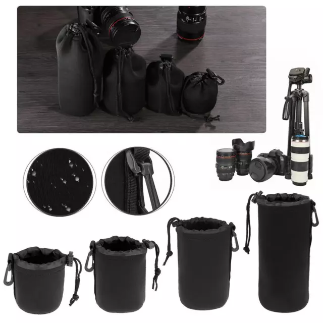 Waterproof Soft Neoprene Camera Lens Pouch Bag Drawstring Protector Case