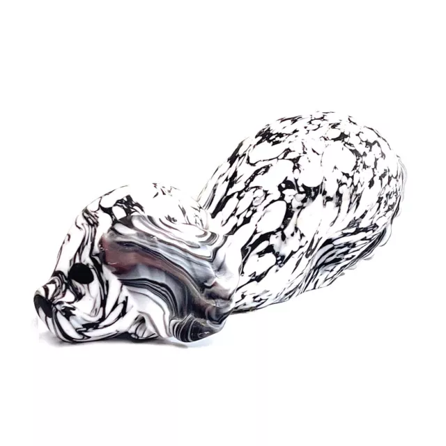 Archimede Seguso Murano Glass Dog - Bianco Nero Collection