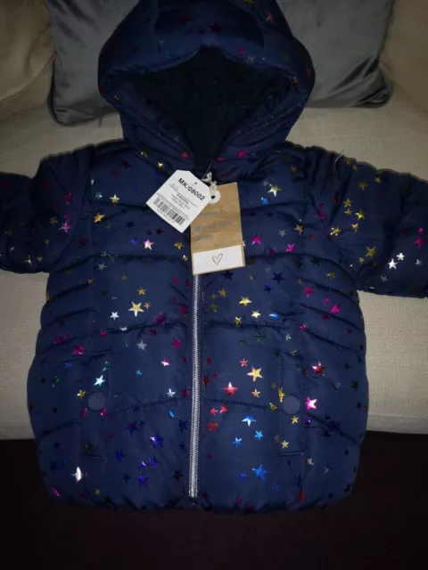 BNWT BABY GIRLS NEXT RAINY DAYS HOODED COAT  FULL FLEECE LINING AGE 3-6 Months