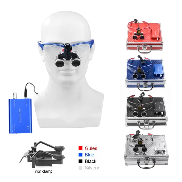 Dental 5W LED Headlight with LightShield+3.5X420mm Loupe+Extra Metal Clip DY-409