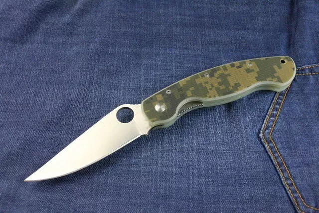New G10 Handle D2 Stone Wash Blade Line Lock Folding Pocket Knife EDC C82G