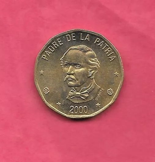 Dominican Republic Km80.2 2000 Old Unc-Uncirculated Mint Large Peso Coin