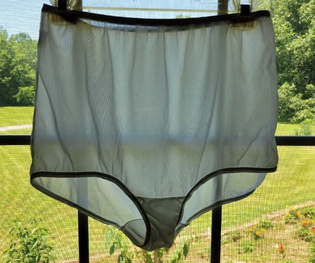 Vtg 70S-80 SHINY 100% SATIN NYLON GRANNY PANTIES SZ 8 USA Mushroom gusset