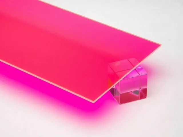 1/4" (6mm) Pink Fluorescent Acrylic 12"x12" Cast Plexiglass Sheet AZM Displays