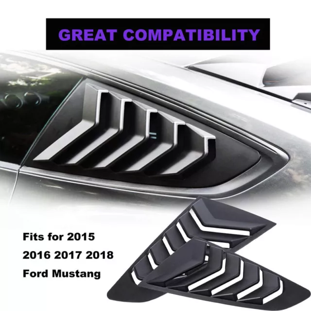Fits 15~2022 Ford Mustang Glossy Black Side Vent Window 1/4 Quarter Scoop Louver