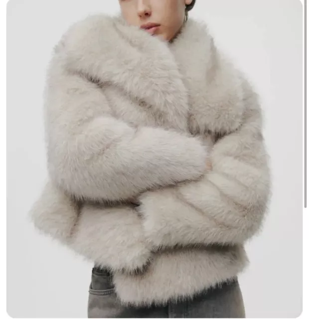 ZARA ECRU SHORT Faux Fur Jacket Cropped. 4360 240 Brand New With Tags Medium 119.95 PicClick UK