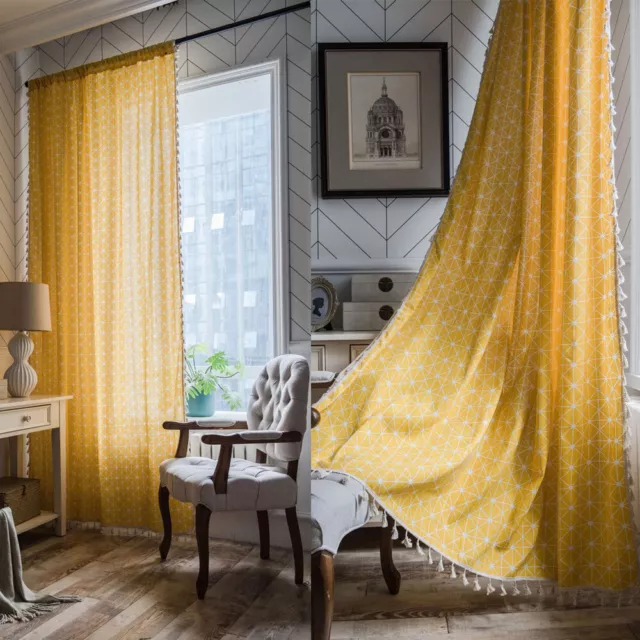 Boho Curtain Tassel Living Room Bedroom Window Drape Curtain Treatment Valance